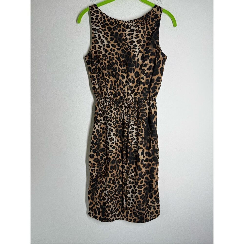 River Island Women’s Sleeveless Dress Drawstring Waist Leopard Animal Print Sz 8